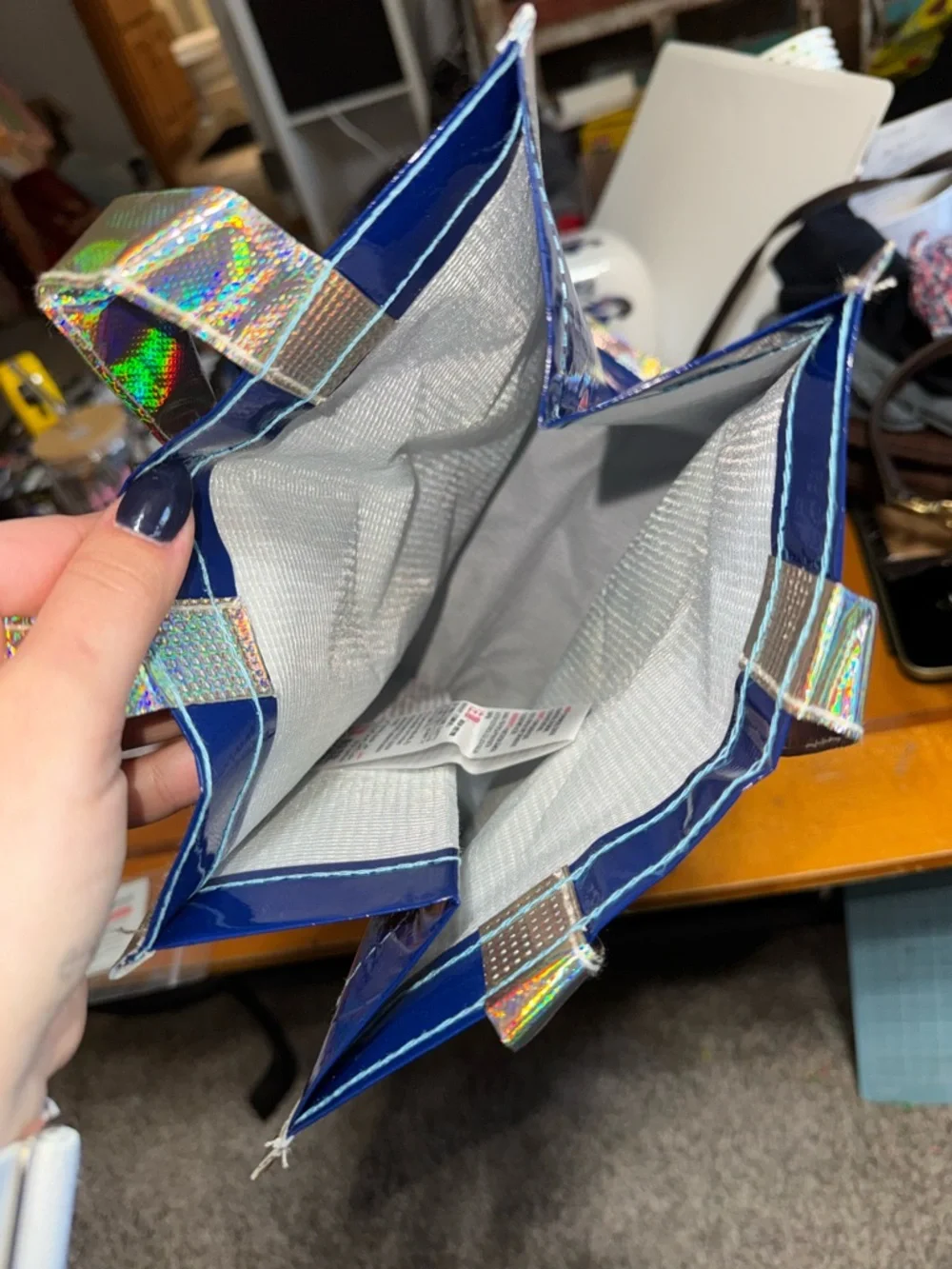 Disney Blue Tinker Bell 50th Anniversary Holographic Tote